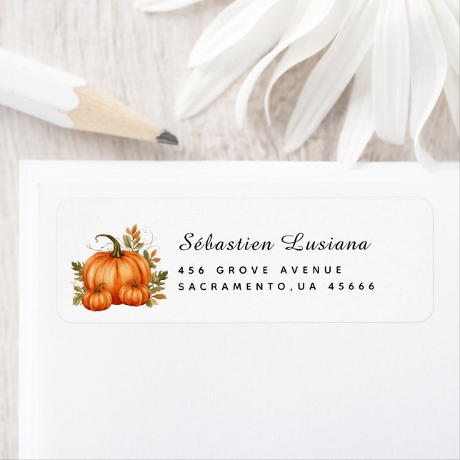 Pink Pumpkin Baby Shower Return Address Label (Insitu)