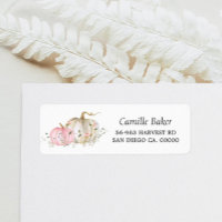 Pink Pumpkin Baby Shower Return Address Label