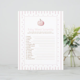 pink pumpkin baby word scrabble baby shower game