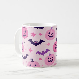 Pink Pumpkin & Bat Halloween Coffee Mug