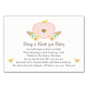 Pink Pumpkin Book Request Baby Shower Cards