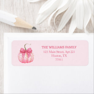 Pink Pumpkin Bow Halloween Custom Return Address
