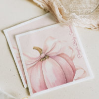 Pink Pumpkin Bow Watercolor Baby Shower