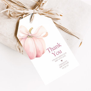 Pink Pumpkin Coquette Baby Shower Favour Tags