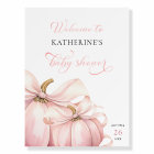 Pink Pumpkin Elegant Bow Baby Shower Welcome Sign