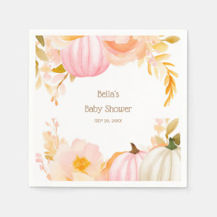 Pink Pumpkin Fall Baby Shower Napkin