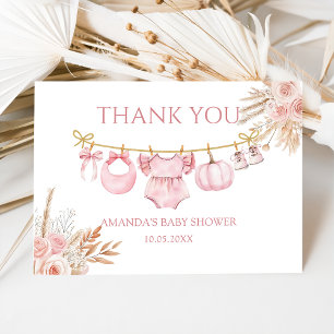Pink Pumpkin Fall Baby Shower Thank you card