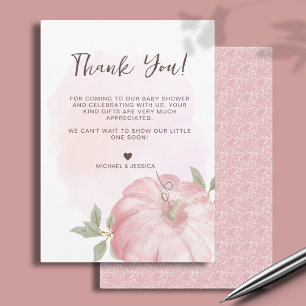 Pink Pumpkin Fall Baby Shower Thank You Card
