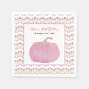 Pink Pumpkin Fall Birthday Party Napkins