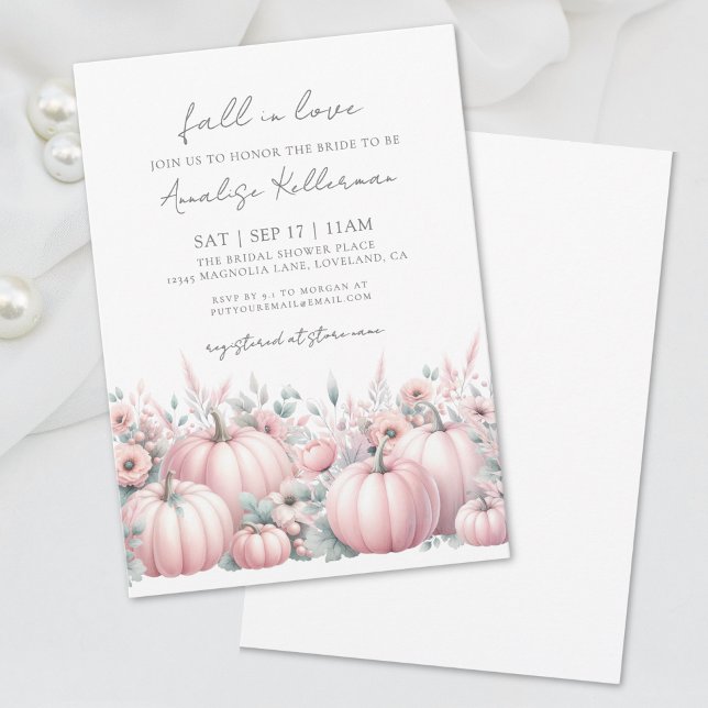 Pink Pumpkin Fall Bridal Shower Invitation (Pink Pumpkin Fall Bridal Shower Invitation )