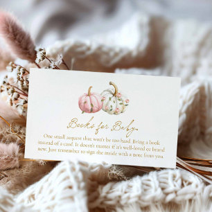 Pink Pumpkin Fall Theme Books for Baby Enclosure Card