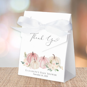 Pink Pumpkin Floral Baby Girl Shower Thank You Favor Box