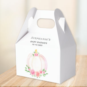 Pink Pumpkin Floral Baby Girl's Shower  Favor Box