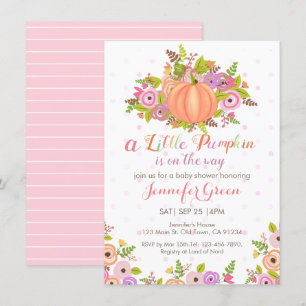 Pink Pumpkin Floral Baby Shower Invitation