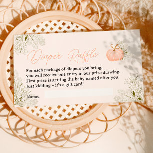 Pink pumpkin floral diaper raffle baby shower enclosure card