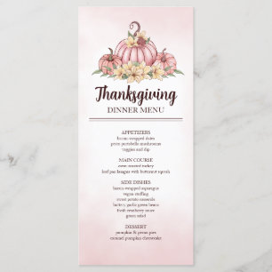 Pink Pumpkin Floral Thanksgiving Menu