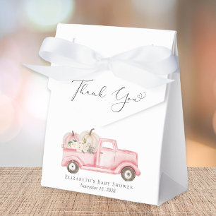 Pink Pumpkin Floral Truck Baby Shower Thank You Favor Box