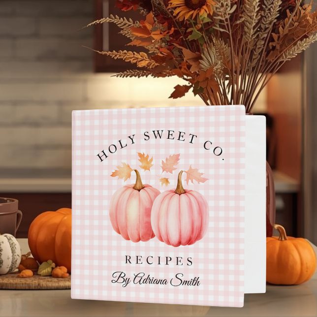 Pink Pumpkin Gingham Bakery Recipes Binder (Pink Pumpkin Gingham Bakery Recipe Book Binder)
