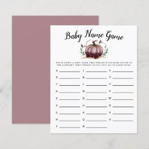 Pink Pumpkin Girl Baby Name Shower Game 
