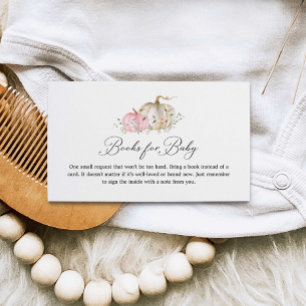 Pink Pumpkin Girl Baby Shower Book Request Enclosure Card