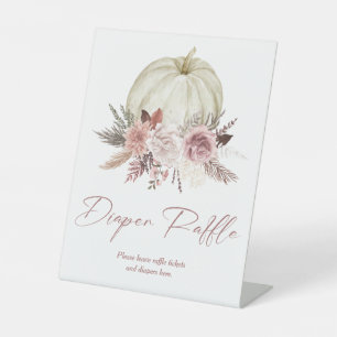 Pink Pumpkin Girl Baby Shower Diaper Raffle Sign