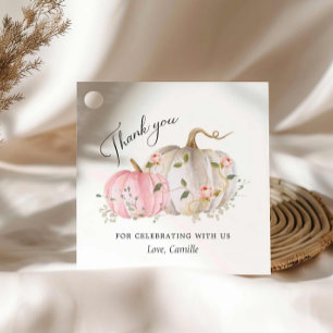 Pink Pumpkin Girl Baby Shower Favour Tags