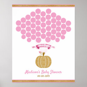 Pink Pumpkin Guest Book page sign gold shower