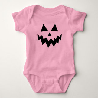 Pink Pumpkin Halloween Jack O Lantern Baby Bodysuit