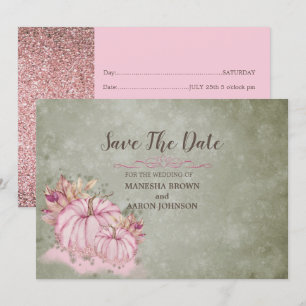 PINK Pumpkin Harvest - Flat Save The Date Card