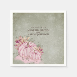 PINK Pumpkin Harvest - Wedding Cocktail Napkin
