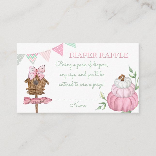 Pink Pumpkin Patch Diaper Raffle Enclosure Card (Front)