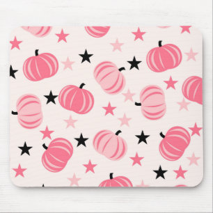Pink Pumpkin Pattern With Stars Mouse Pad