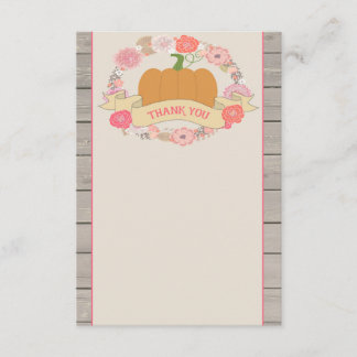 Pink Pumpkin Rustic Floral Thank You Card