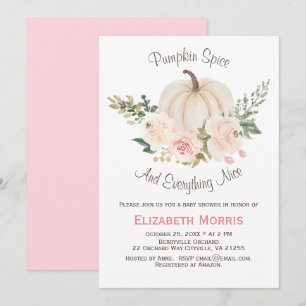 Pink Pumpkin Spice Floral Invitation