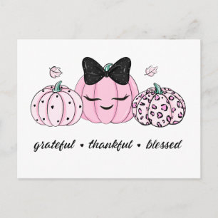 Pink Pumpkin Thanksgiving Postcard