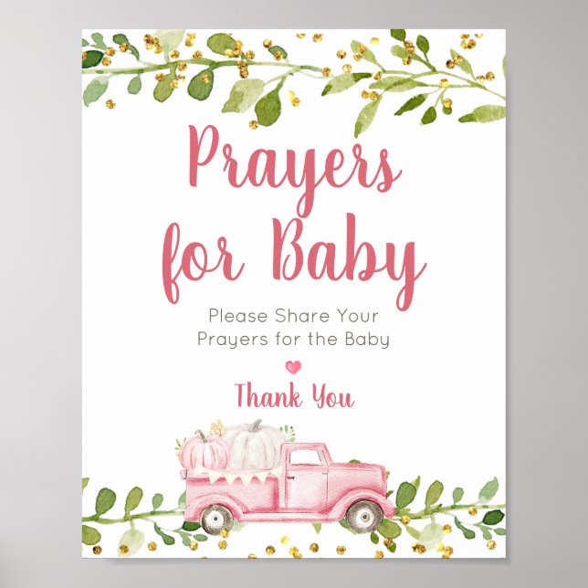 Pink Pumpkin Truck Prayers for Baby Sign (Front)