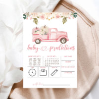 Pink Pumpkin Truck Predictions For Baby Card