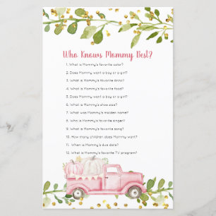 Pink Pumpkin Vintage Who Knows Mommy Best Game