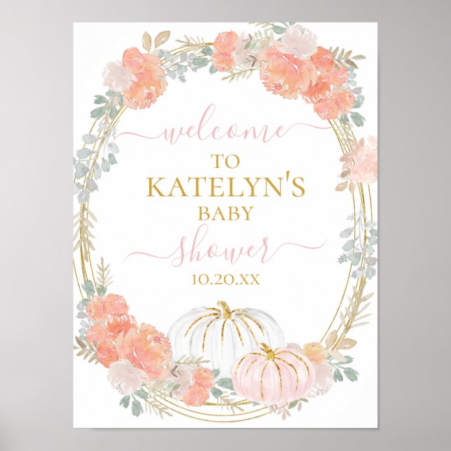 Pink Pumpkin Welcome Sign Poster (Front)