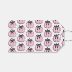 Pink Pumpkin with black bow Gift Tags