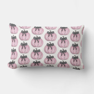 Pink Pumpkin with black bow Lumbar Pillow