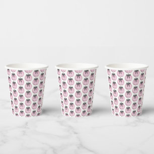 Pink Pumpkin with black bow Paper Cups