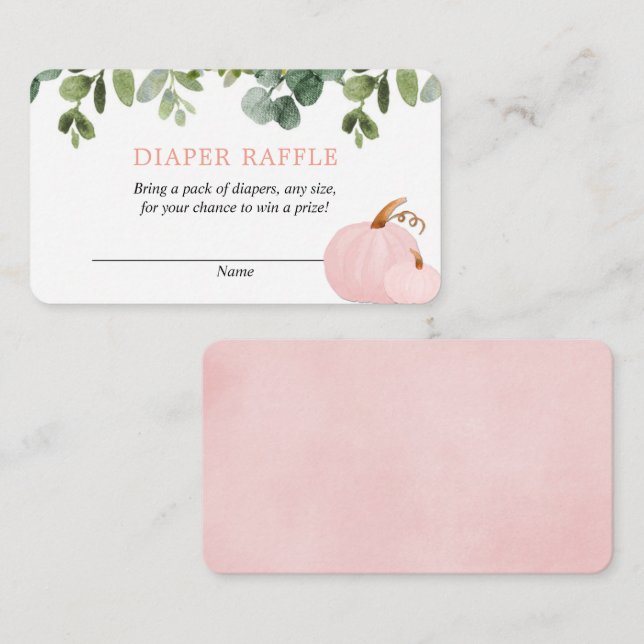 Pink Pumpkins fall baby shower diaper raffle cards (Front/Back)
