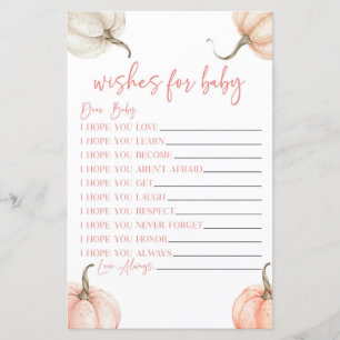 Pink Pumpkins Fall Wishes For Baby Shower Game