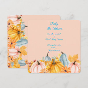 Pink Pumpkins floral baby shower invitation 