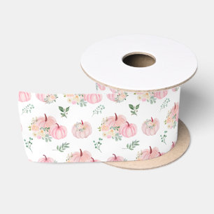 Pink Pumpkins Floral Satin Ribbon
