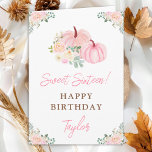 Pink Pumpkins Floral Sweet Sixteen Birthday Card<br><div class="desc">This cute and whimsical sweet sixteen birthday card can be personalized with a name or title such as daughter, granddaughter, niece, friend etc. The design features pastel pink pumpkins and beautiful floral arrangements. The text combines handwritten script and modern sans serif fonts for a stylish and modern look. This is...</div>