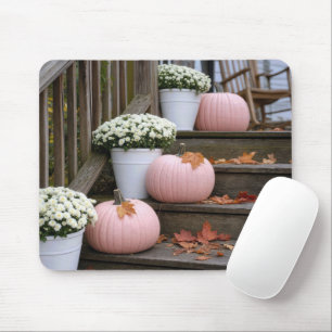 Pink Pumpkins with Fall Mums Mouse Pad