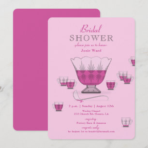 Pink Punch Crystal Punch Bowl Bridal Shower Invit Invitation