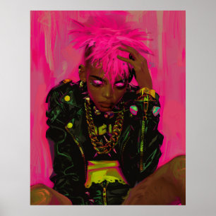 Pink Punk Graffiti Customizable Poster with AR Ele